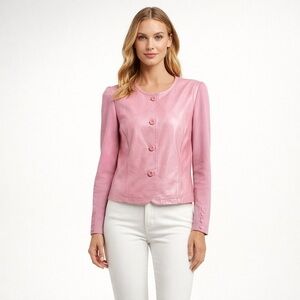 AD Originals Pink Metallic Leather Knit Jacket Size Large Y2K Glam